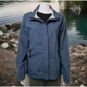 Woolrich Windbreaker Jacket Women's L Hood Lightweight Raincoat "Blueberry"